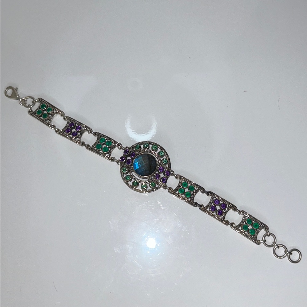 NWOT Genuine Sterling Silver Multi Gemstone Bracelet By Designer Nicky Butler